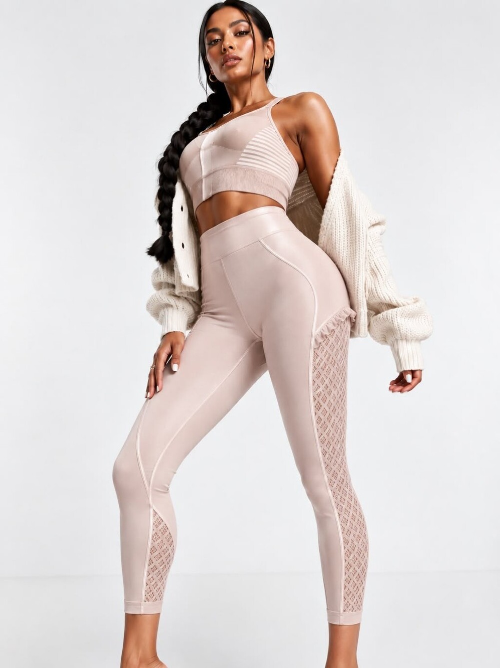 RARE! BNWT Nike Yoga Dri-FIT Lux Infinalon High-Rise Ruffled Lace 7/8 Tights
